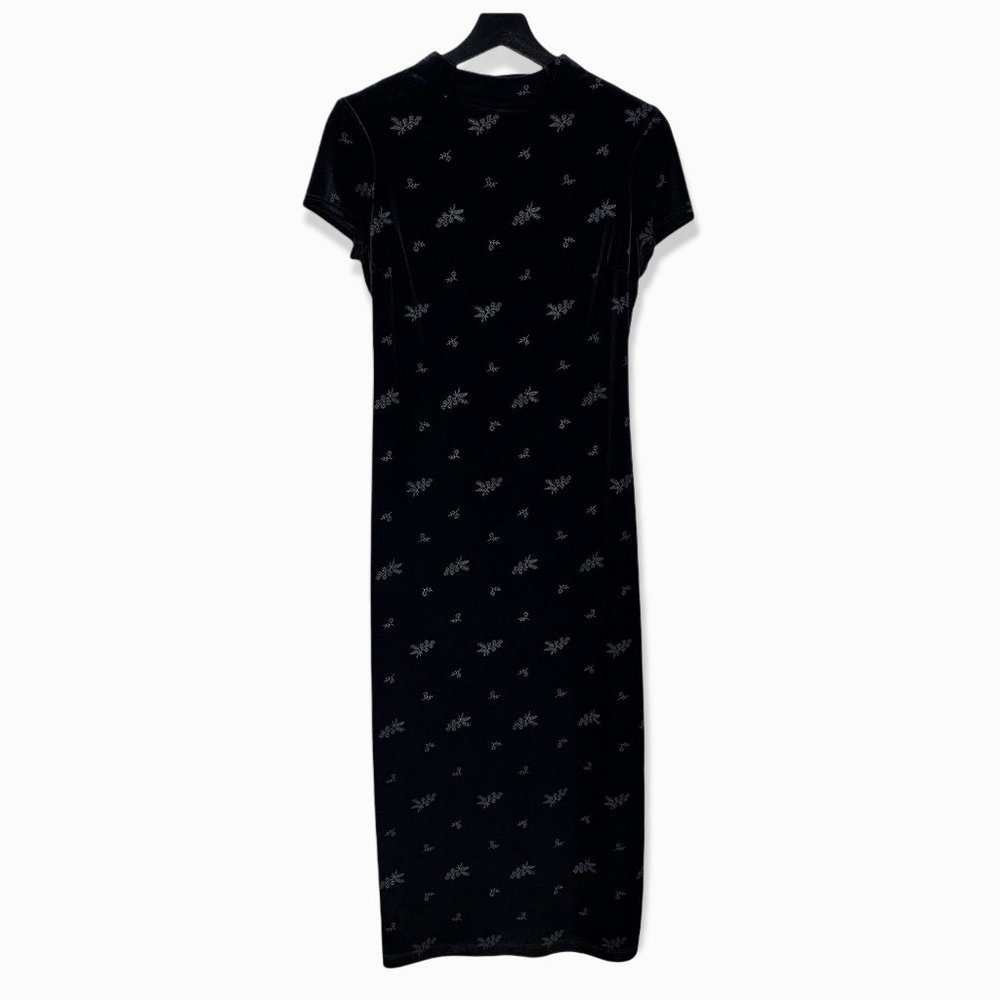 Vintage 90s CDC Petites Velvet Full Length Cheongsam Dress Large
